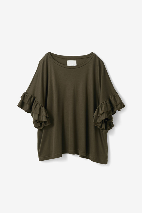 Avecmoi 袖フリルtシャツ カーキ シャツ ブラウス トップス レディースファッション レディース ファッション 洋服の通販 Avecmoi アヴェクモワ