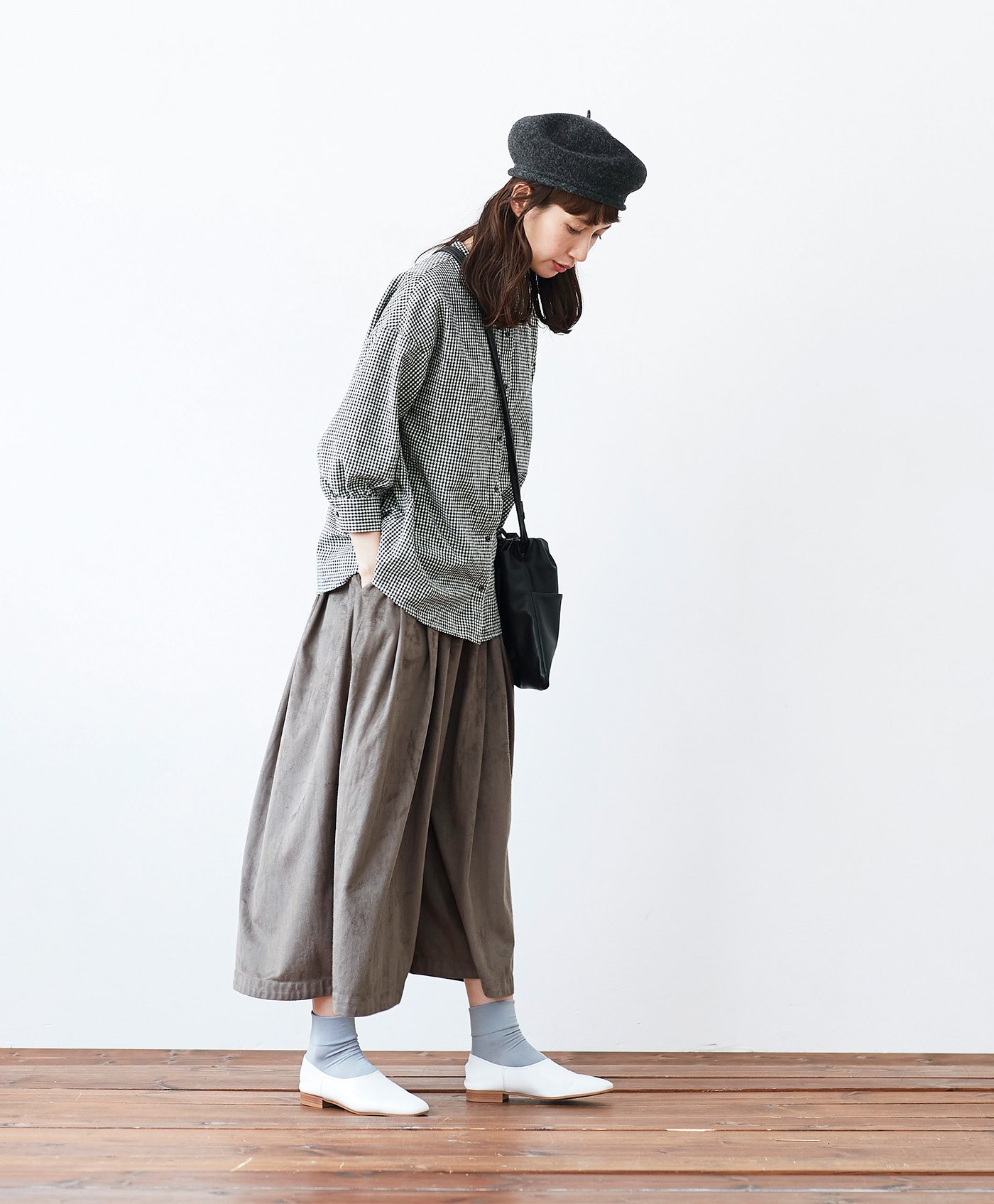 大きい割引 サニークラウズ Kazumiのスタンドカラーのギンガムブラウス ワンピースセット シャツ ブラウス 七分 長袖 Roosales Com