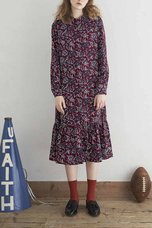 ストンとシルエットのボタニカルロングワンピース ワンピース ワンピース チュニック レディースファッション レディースファッション 雑貨のアウトレット通販 Real Stock