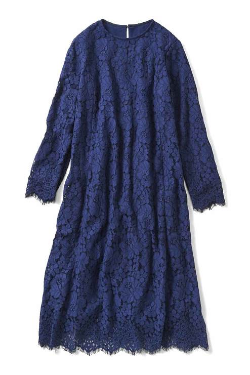 Iedit イディット 裏起毛仕様のオールレースワンピース ネイビー ワンピース ワンピース チュニック レディースファッション レディースファッション 雑貨のアウトレット通販 Real Stock