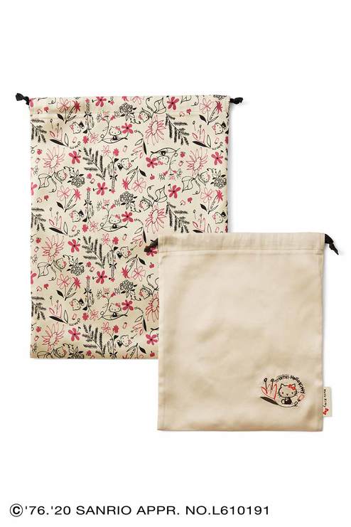 リブ イン コンフォート Hello Kitty いつもいっしょに ツヤめくサテンのきんちゃく2枚セット きんちゃく 財布 ポーチ バッグ 財布 靴 ファッション 雑貨の定期便通販 フェリシモコレクション
