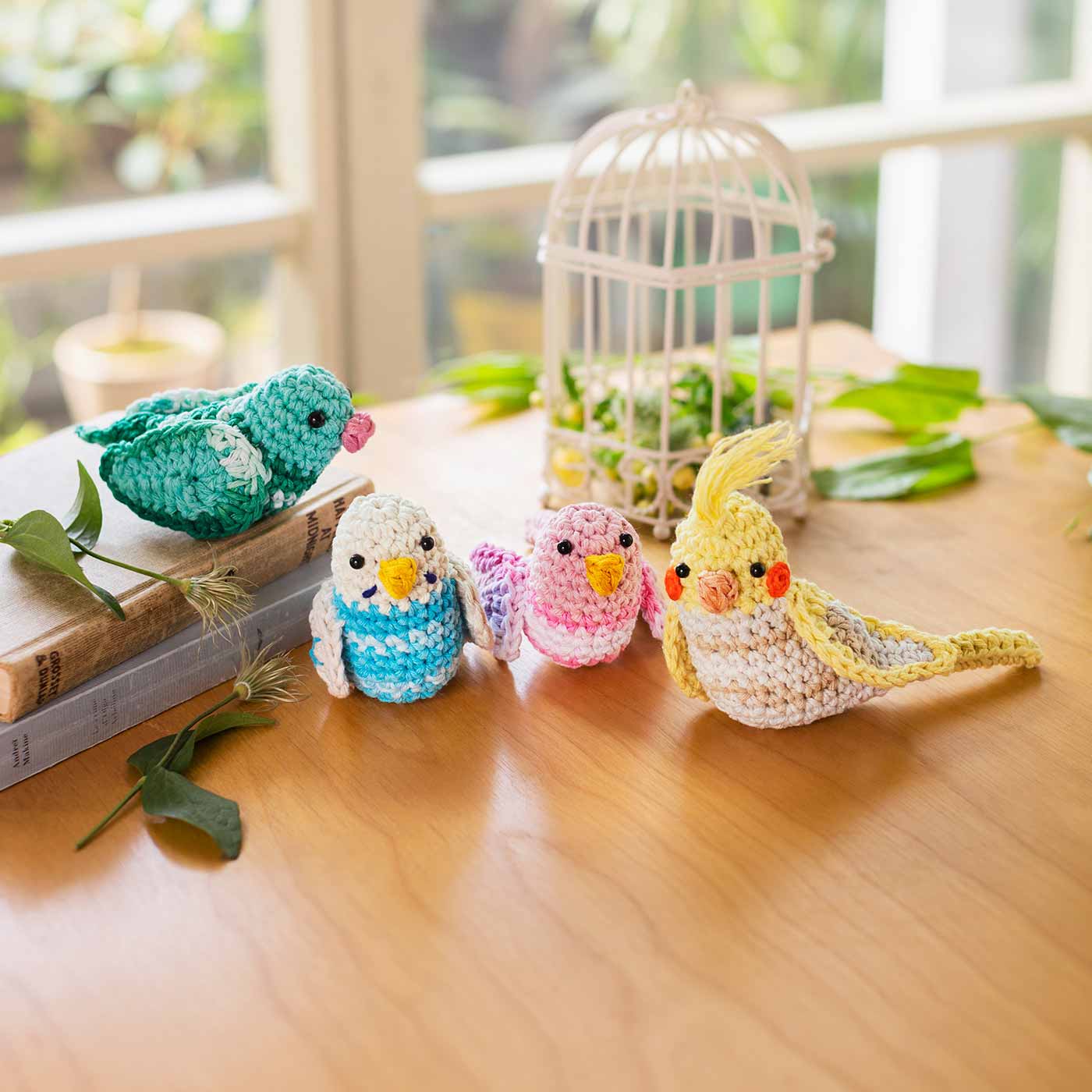 ハンドメイド あみぐるみ 小鳥モチーフ レース編み