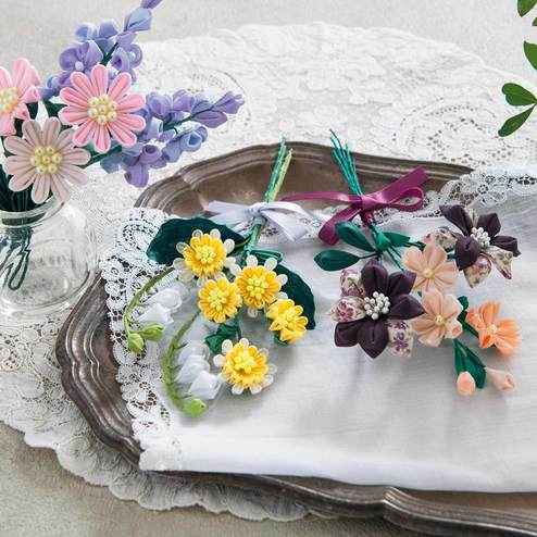 繊細さにうっとり 毎日をやさしく彩る つまみ細工の小さな花束の会 布小物 手芸 手づくりキット 手芸 手づくりキット ハンドメイド雑貨の通販 Couturier クチュリエ