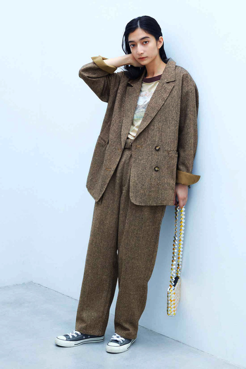 Mede19f ベルテッドツイードパンツ ブラウン パンツ ボトムス レディースファッション レディース ファッション 洋服の通販 Mede19f メデ ジュウキュウ