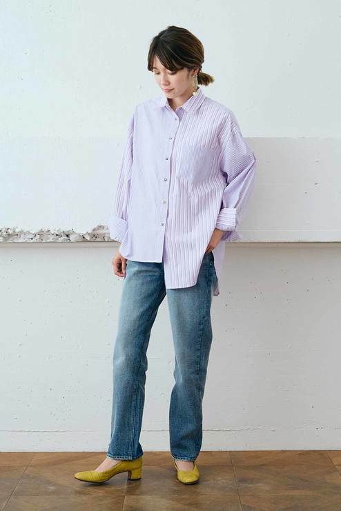 Mede19f ミックスストライプシャツ ライトパープル シャツ ブラウス トップス レディースファッション レディース ファッション 洋服の通販 Mede19f メデ ジュウキュウ