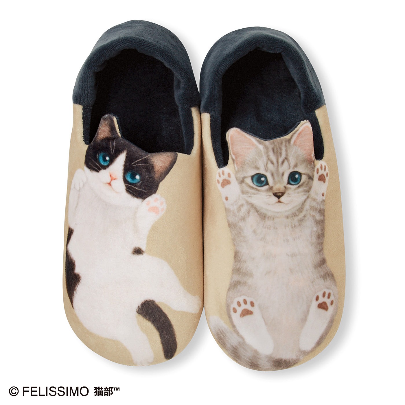 子猫がへそ天でごろ~ん ルームシューズの会|スリッパ・ルーム 即納在庫品 新品 フェリシモ 子猫がへそ天でごろ〜ん タオルハンカチ 三毛 ハンカチ