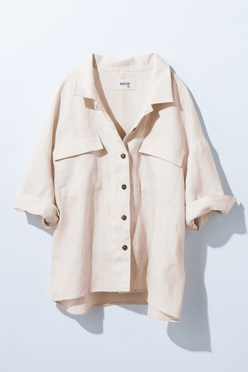Mede19f フレンチリネンシャツジャケット エクリュ シャツ ブラウス トップス レディースファッション レディース ファッション 洋服の通販 Mede19f メデ ジュウキュウ