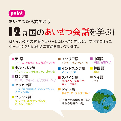 あいさつだけはマルチリンガル 世界とお友だちになろう １２ヵ国語のあいさつ 会話プログラム おうちレッスン おうちレッスン 自宅でできる大人の習い事 お稽古 趣味のレッスン講座 ミニツク 趣味と自分磨きの通信講座