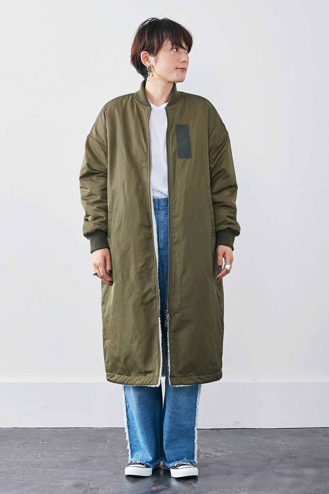 Mede19f リバーシブルボアのma 1コート カーキ フェリシモ