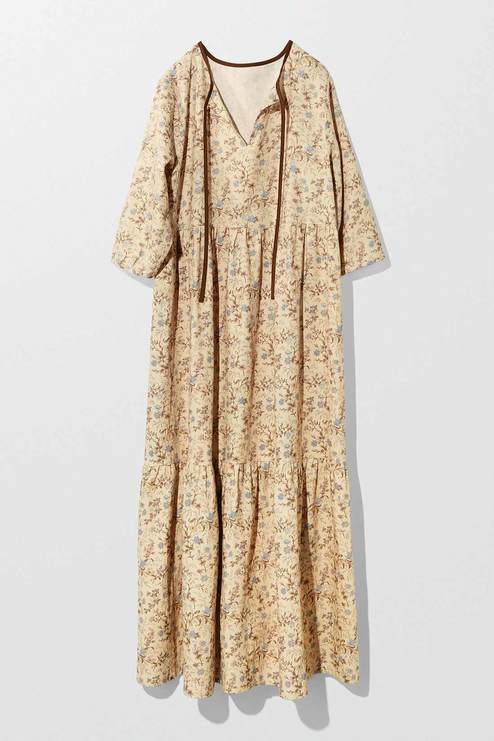 Mede19f ミュルーズモダン ミュルーズ染織美術館 アーカイブコレクション ワイルドフラワーモチーフワンピース ベージュ ワンピース ワンピース チュニック レディースファッション レディースファッション 洋服の通販 Mede19f メデ ジュウキュウ