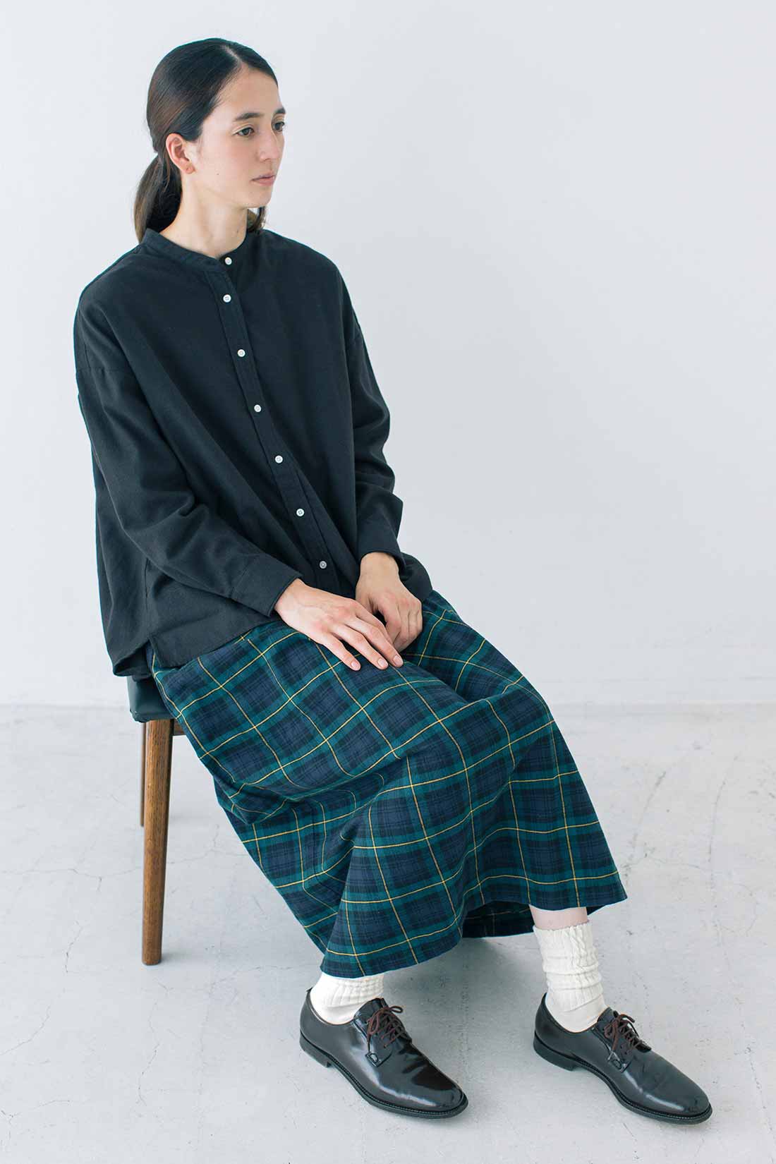 シャツ チェックロングスカート