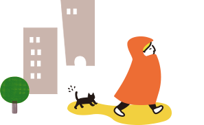 雨の中歩く女性