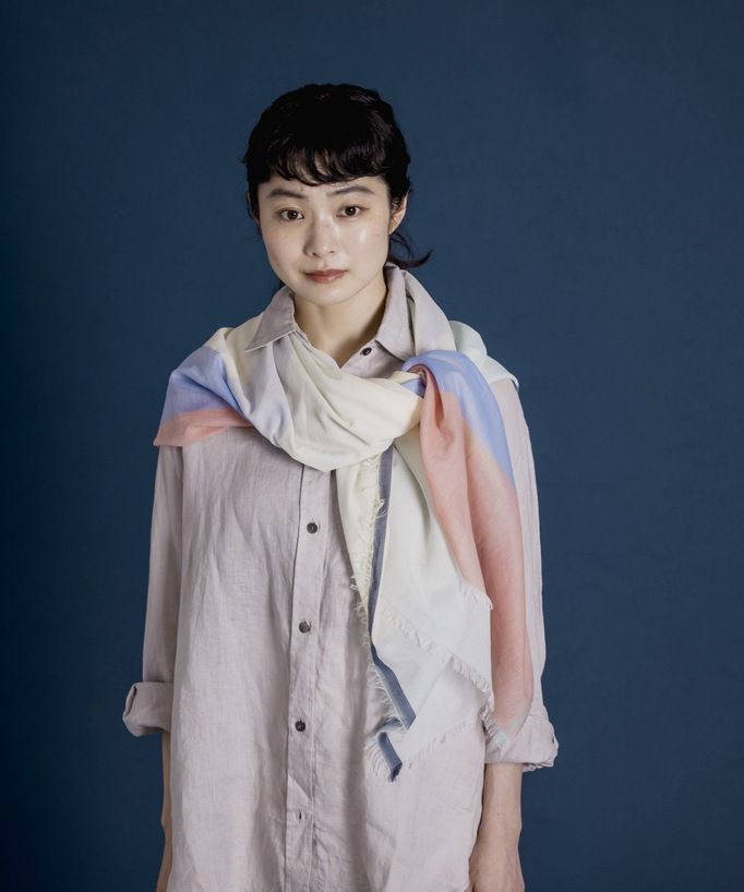 
レモンイエローの播州ジャカード織ストール
