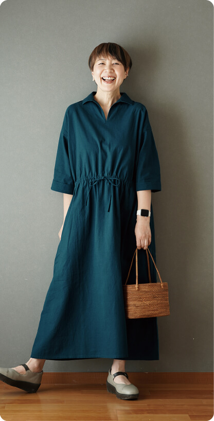 BLUE-GREEN LINEN DRESS