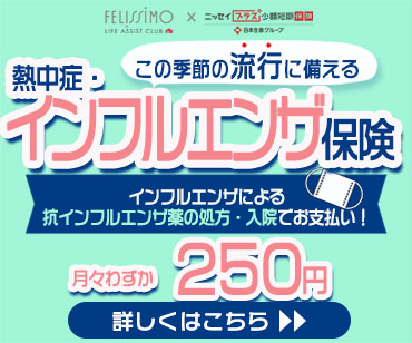 季節ごとに流行りやすい病気に、月々わずか250円で備えられる「熱中症・インフルエンザ保険」
