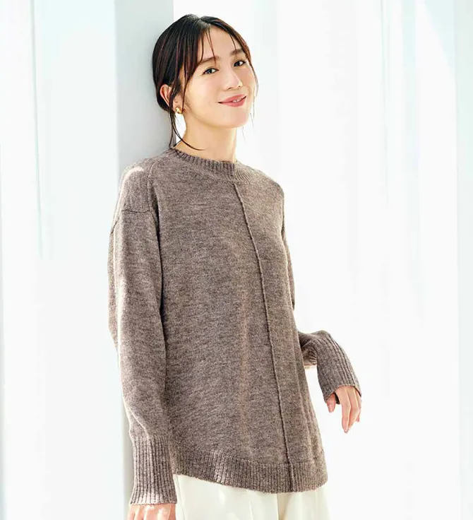 洗える軽やかさデイリーに着たいウール＆アルパカ混のラウンドテールニットの会