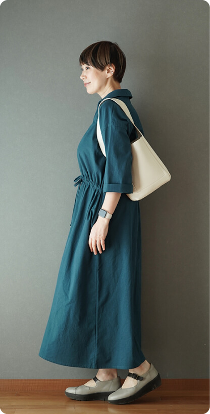 BLUE-GREEN LINEN DRESS