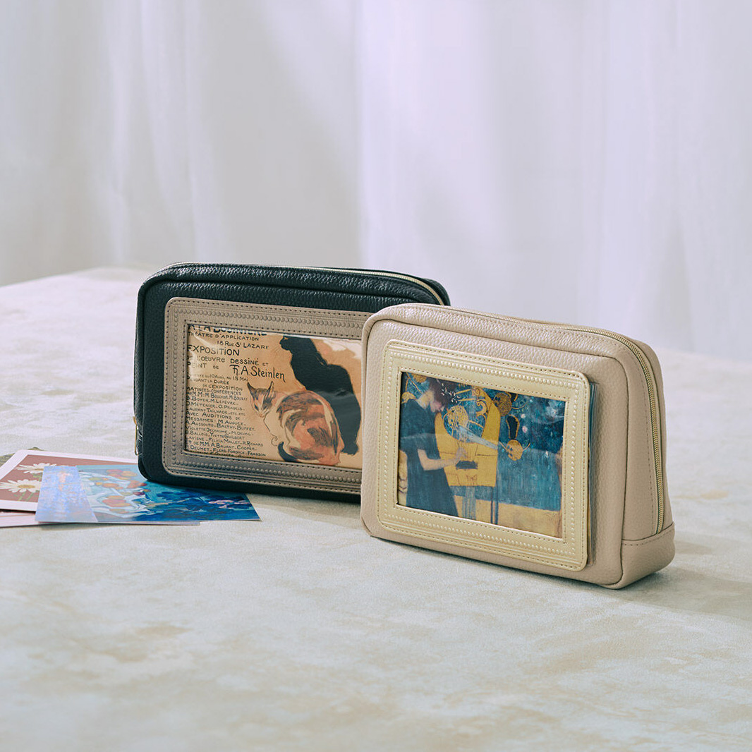 ミュージアム部　ポストカードをもっと楽しむマイミュージアムポーチ〈ダークブラウン〉〈ベージュ〉