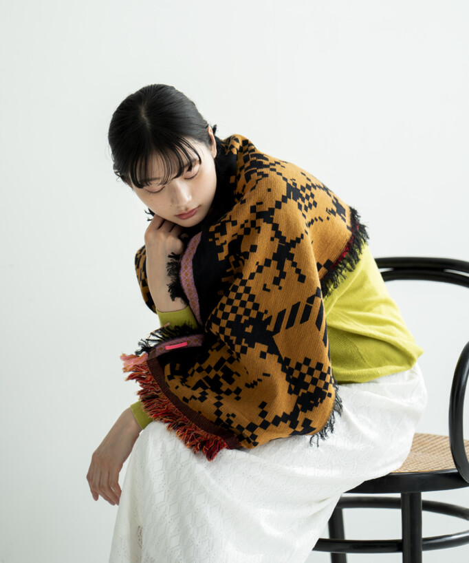 
播州織のブランケットウールストール
