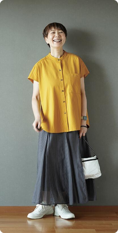 MUSTARD YELLOW CUT-SEW SHIRT