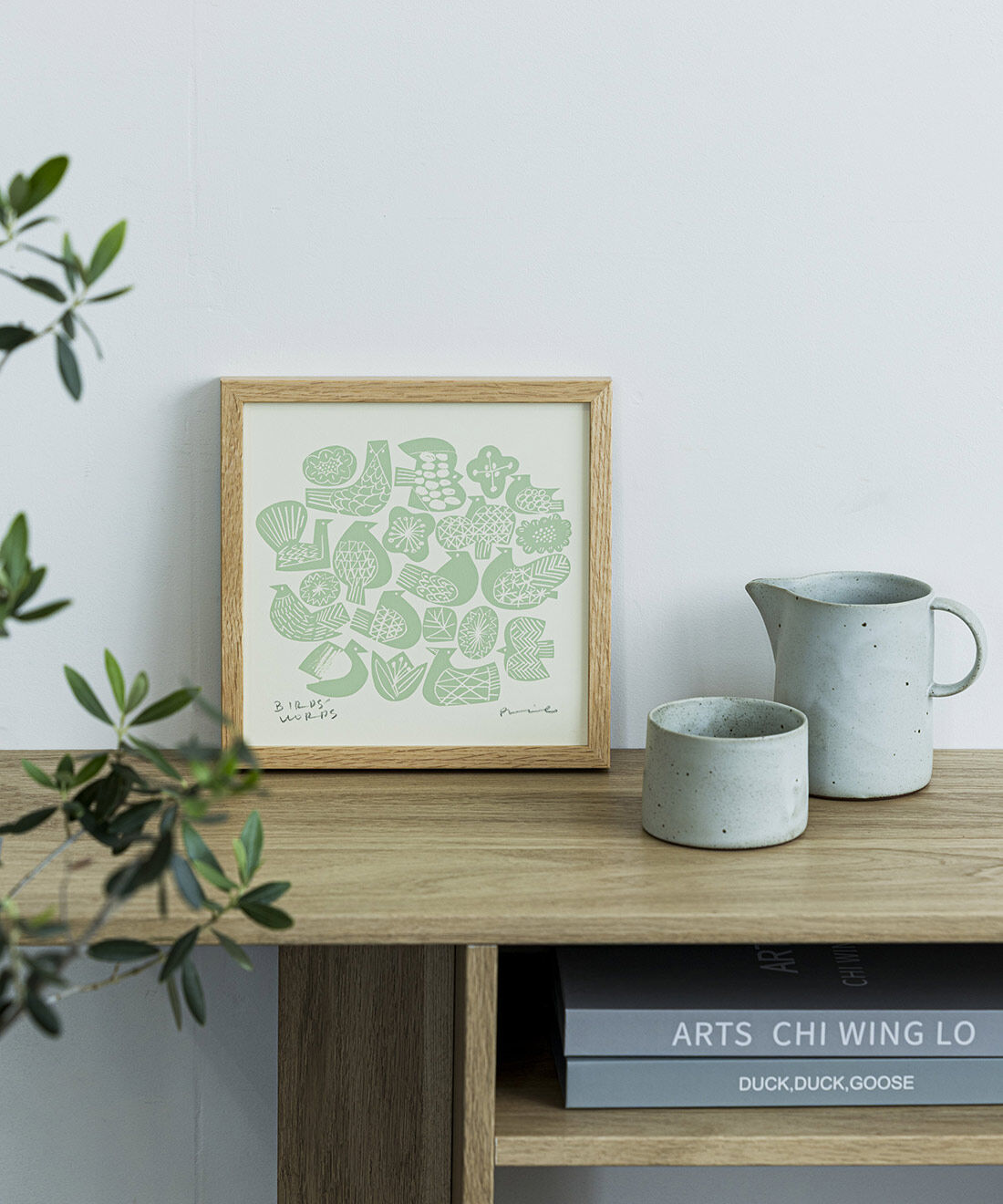 ＢＩＲＤＳ’ ＷＯＲＤＳポスター２０ｃｍ〈ＳＩＬＫＳＣＲＥＥＮ クリーム×ミストグリーン〉