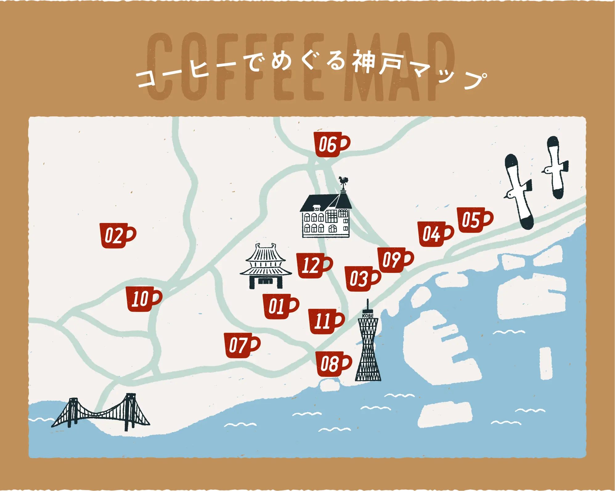 コーヒーでめぐる神戸マップ