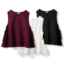 MEKEARISA×mensha！ ガーゼでドレスアップ！ ペプラムノースリーブトップスの会