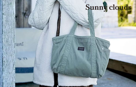 いっしょ買い：ミントグリーンなコール天バッグ