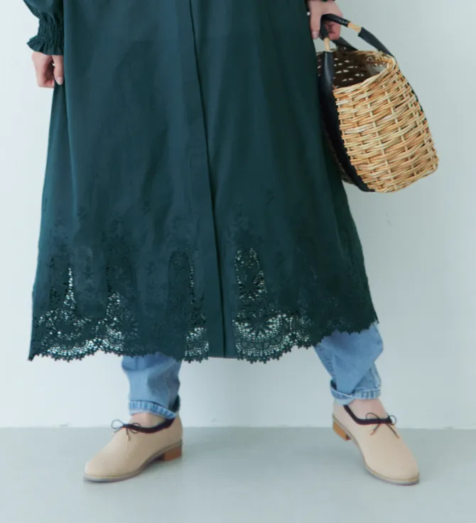 はまじとコラボほんのりラメが上品なリボンニットシューティ〈ベージュ〉