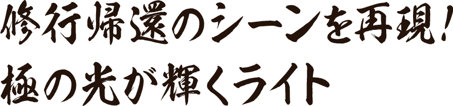 修行帰還のシーンを再現！極の光が輝くライト