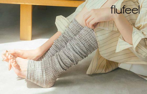 いっしょ買い：メランジ柄のロング丈レッグウォーマー