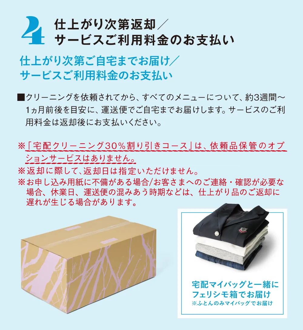 4　仕上がり次第返却／サービスご利用料金のお支払い