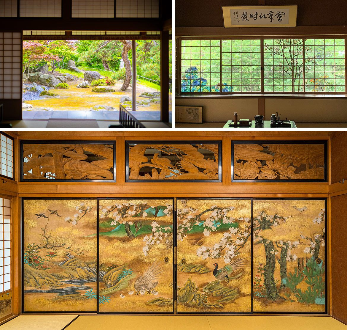 宮越家離れ庭園で話題の襖絵を鑑賞
