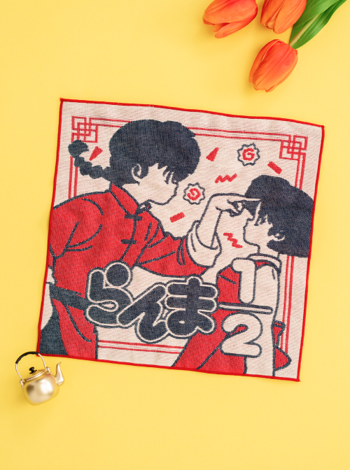 乱馬とあかねのジャカード織りハンカチ - 画像1枚目