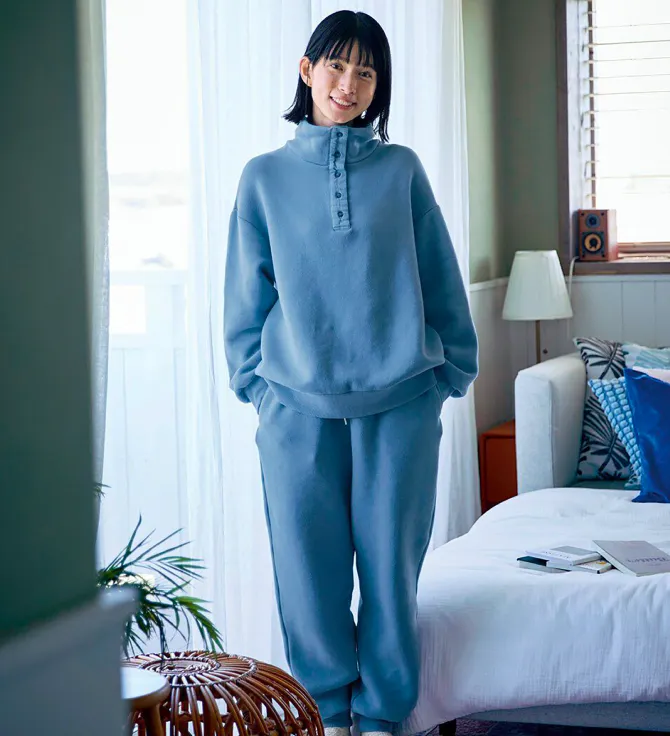 もちふわスウェットセット〈レディース〉ミントブルー