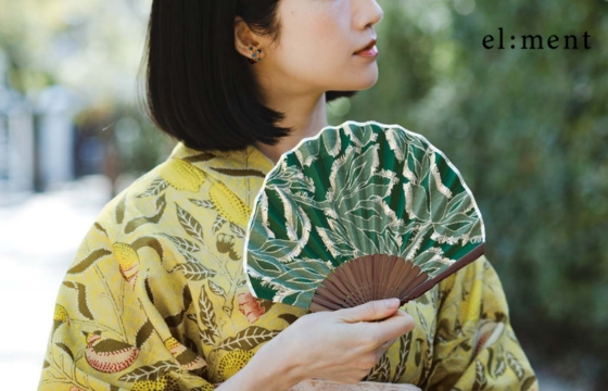 いっしょ買い：播州織カットジャカードのシェル型扇子