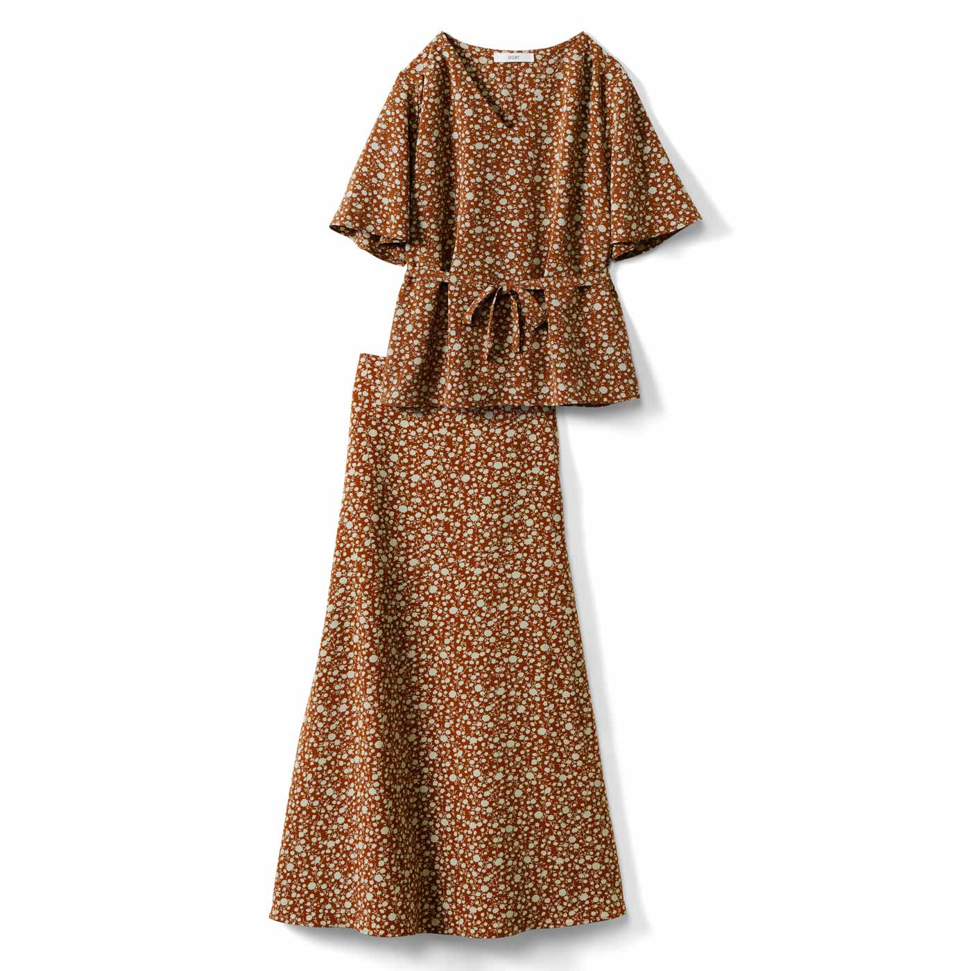 IEDIT|小花プリントセットアップ〈キャメル〉ＩＥ