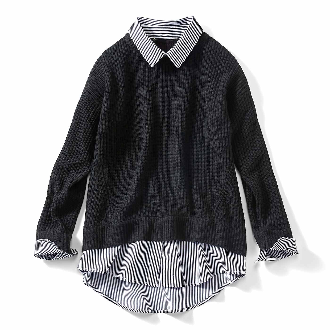 IEDIT|シャツドッキングニット〈ブラック〉ＩＥ