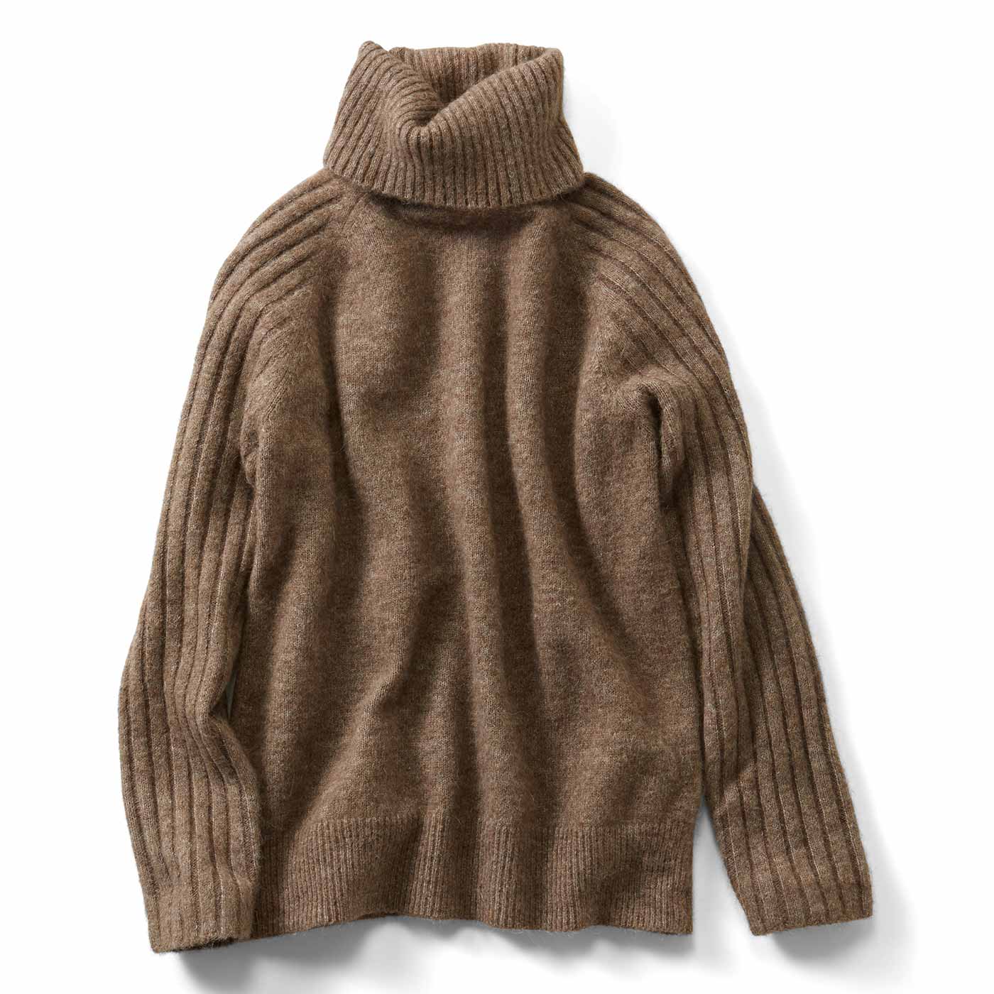 IEDIT|リャマ混タートルニット〈ブラウン〉ＩＥ