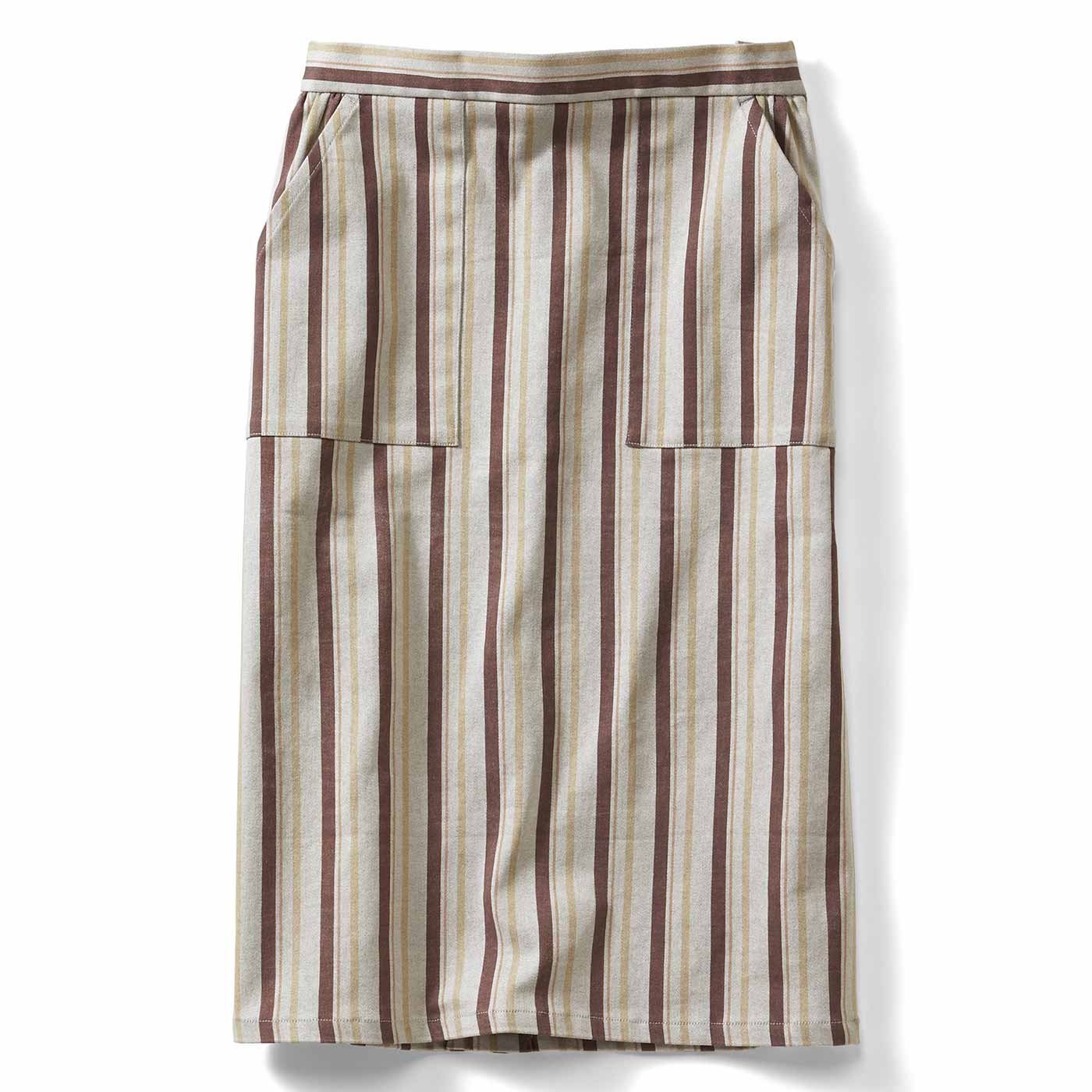 IEDIT|ストライプＩラインスカー〈ベージュ〉ＩＥ
