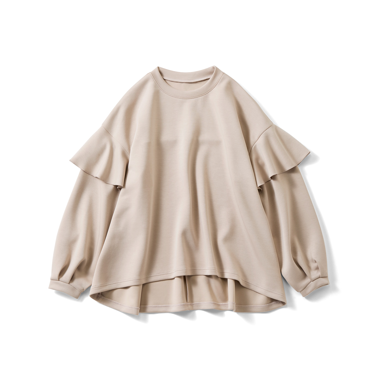 IEDIT|ひらっと華やかスウェット〈ベージュ〉ＩＥ