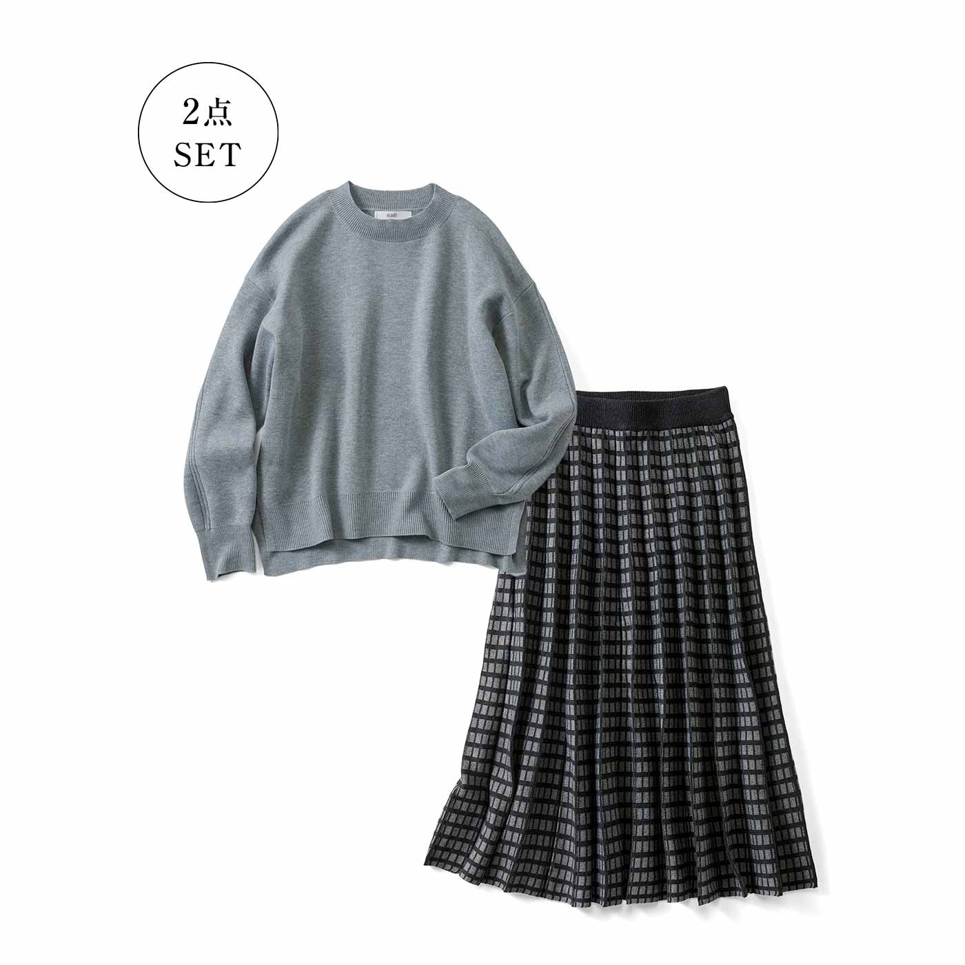IEDIT［イディット］|ニット＆スカートバランスセット〈グレーＩＥ