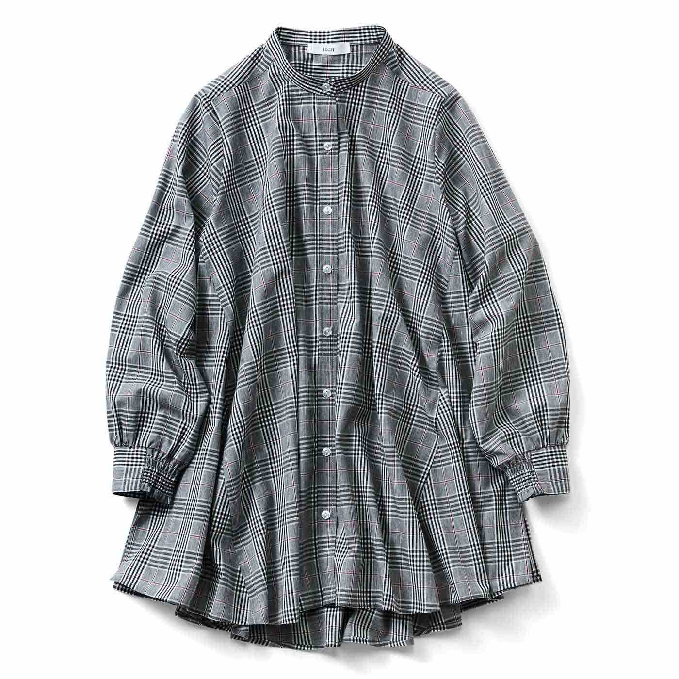 IEDIT|フレアーシャツチュニック〈ブラック〉ＩＥ