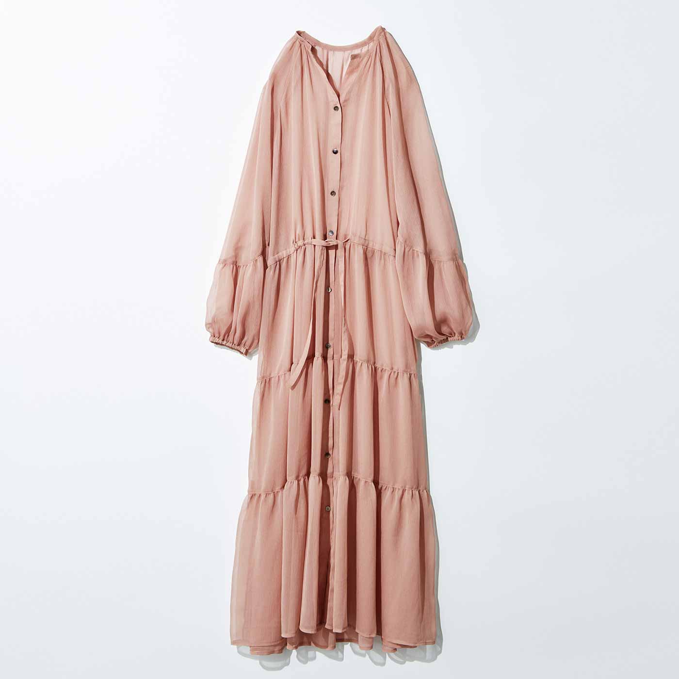 MEDE19F|楊柳シフォンワンピースベージュ　ＭＤ１９