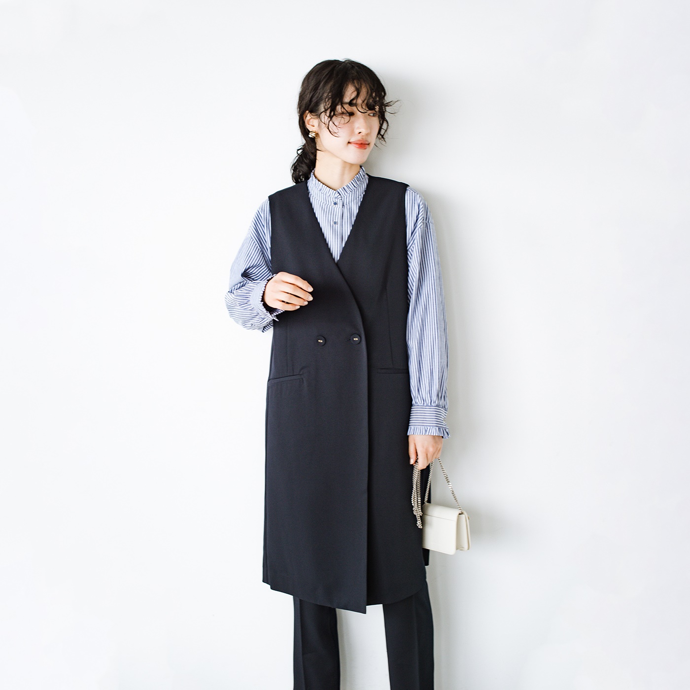 haco!［ハコ］|ＡＮＮＡ　ＬＵＮＡ強撚ツイルロングジレ