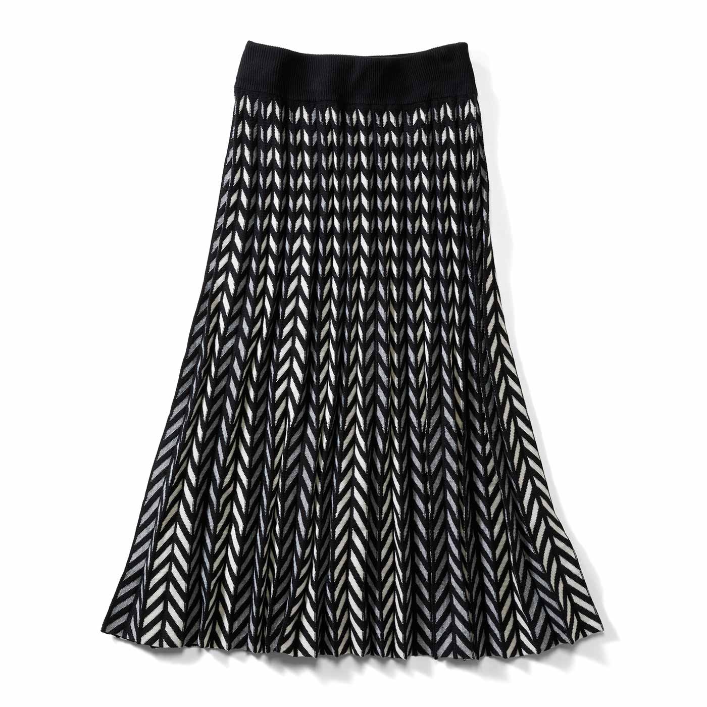 Live in  comfort|ヘリンボーン柄プリーツニットスカート〈ＢＫ〉