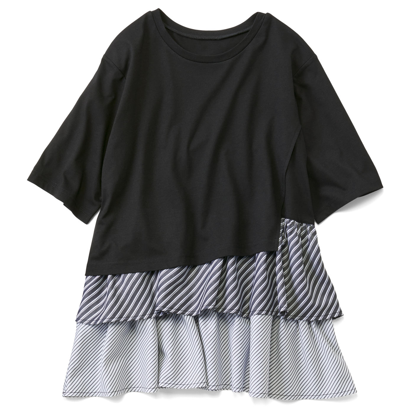 Live in  comfort|ストライプが映えるドッキングＴ〈ＢＫ〉リブイン