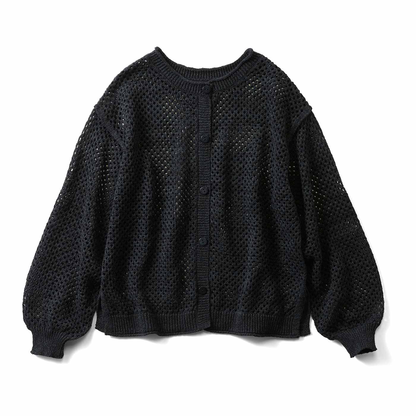 Live in comfort［リブインコンフォート］|透かし編みニットカーデ〈ＢＫ〉リブイン