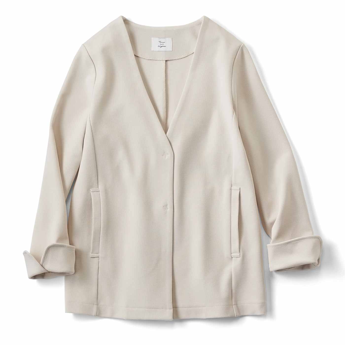 Live in  comfort|伸びやかノーカラーカットジャケットＩＶリブイン