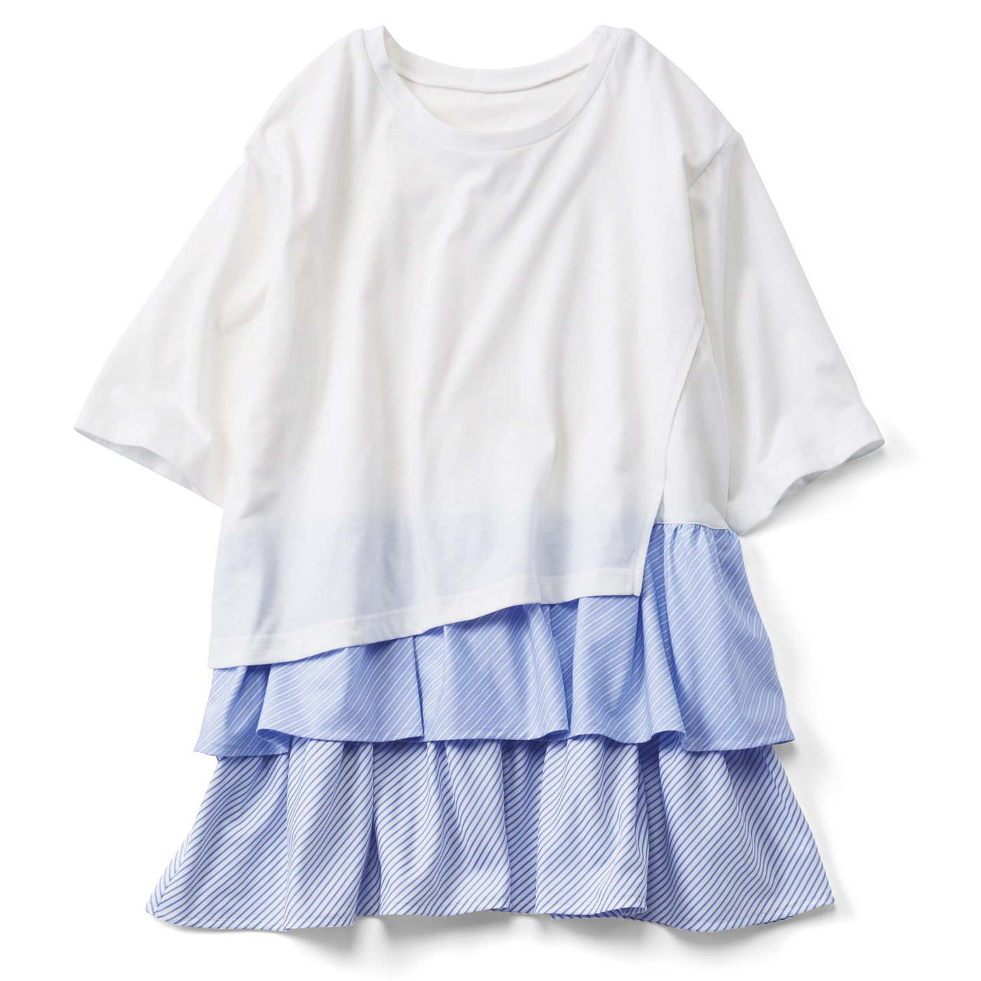 Live in  comfort|ストライプが映えるドッキングＴ〈ＷＨ〉リブイン